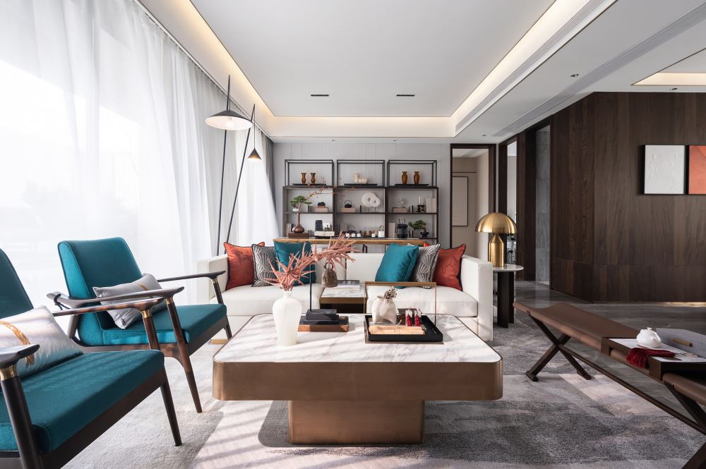 楚雄彝族自治州茶花谷國際社區香檳郡小區新中式風格四居室裝修案例