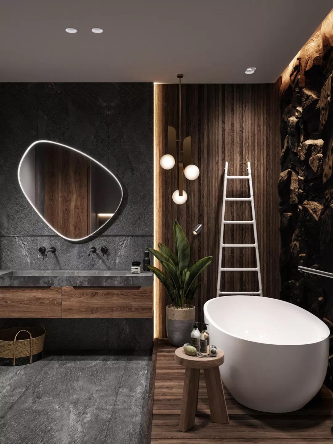 高級灰+原木色現代風格室內裝修設計效果圖-萬達華府四居140平米-衛生間 高級灰+原木色現代風格室內裝修設計效果圖-萬達華府四居140平米-衛生間